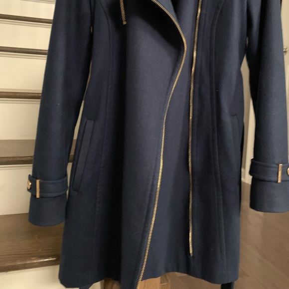 MK asymmetrical wool coat in Navy - Picture 2 of 7